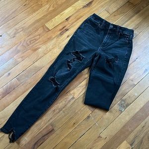 American Eagle Charcoal Ripped High Waisted Stretchy Skinny Jeans